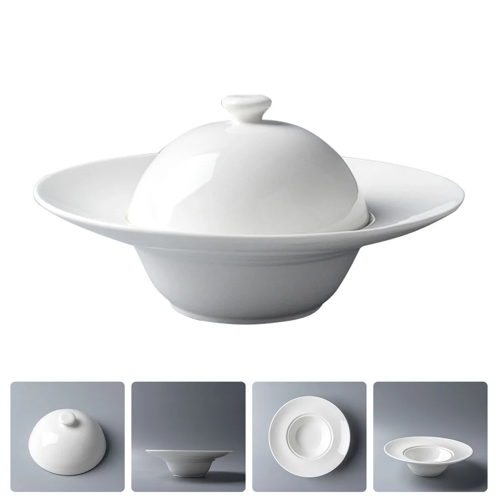 

Winged Gu Plate Lunch Lid Bowl Dinner Plates Food Containers Holder Ceramic Soup Deepen Saucepan