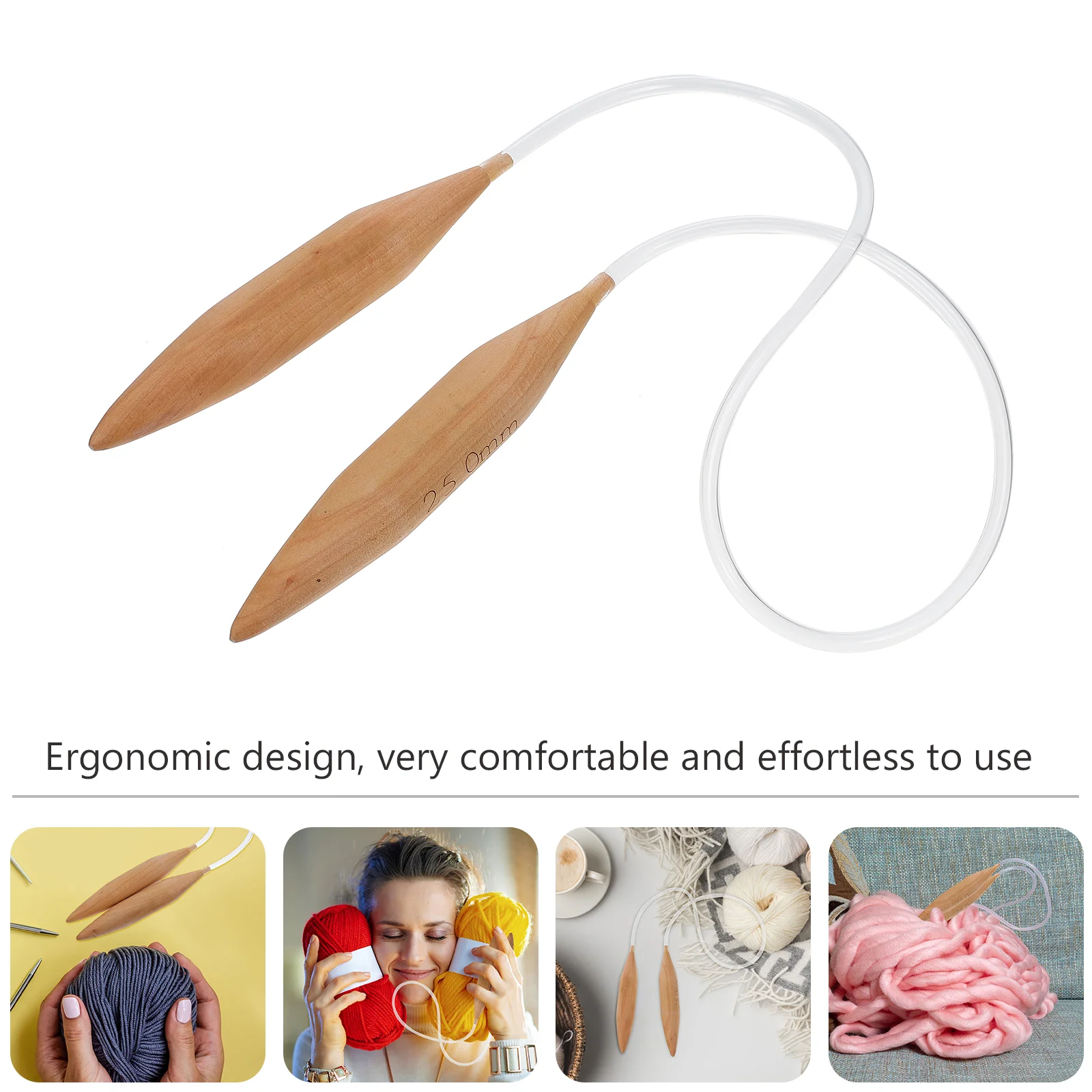 Crochet Hook Knitting Tools DIY Handmade Weaving Needles Smooth Circular Rods Manual Yarn Wool Brown Plastic Tube