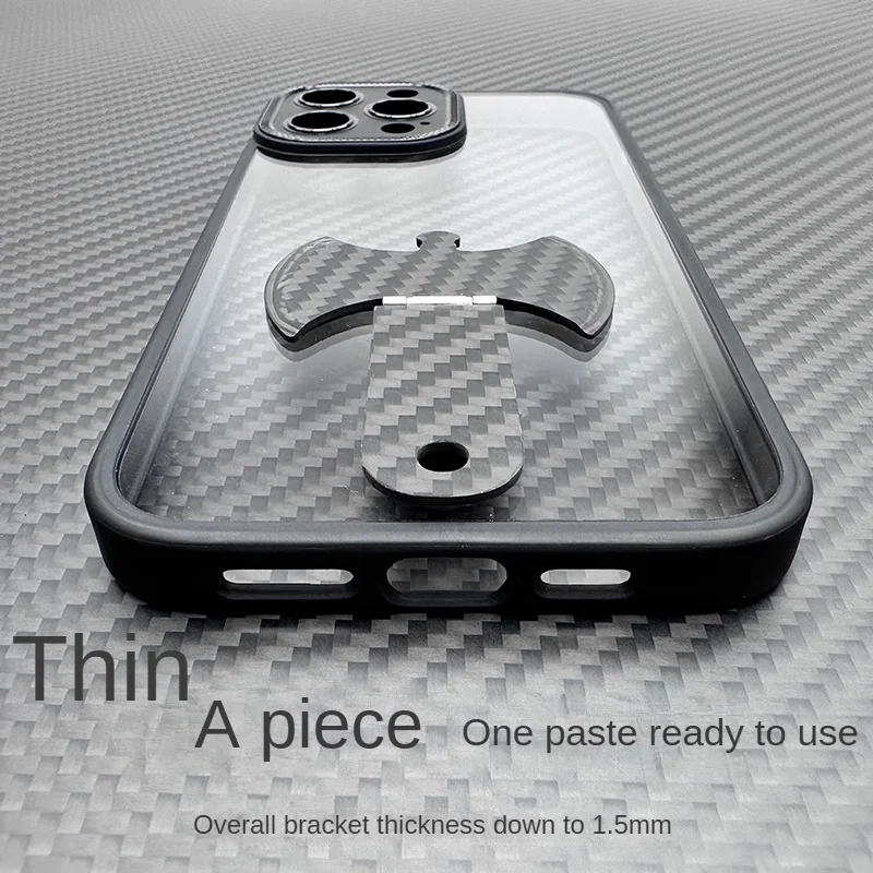 Carbon Fiber Phone Stand Holder Compatible with For iPhone For Huawei For Xiaomi Universal Sticky Back Thin Portable  Mount