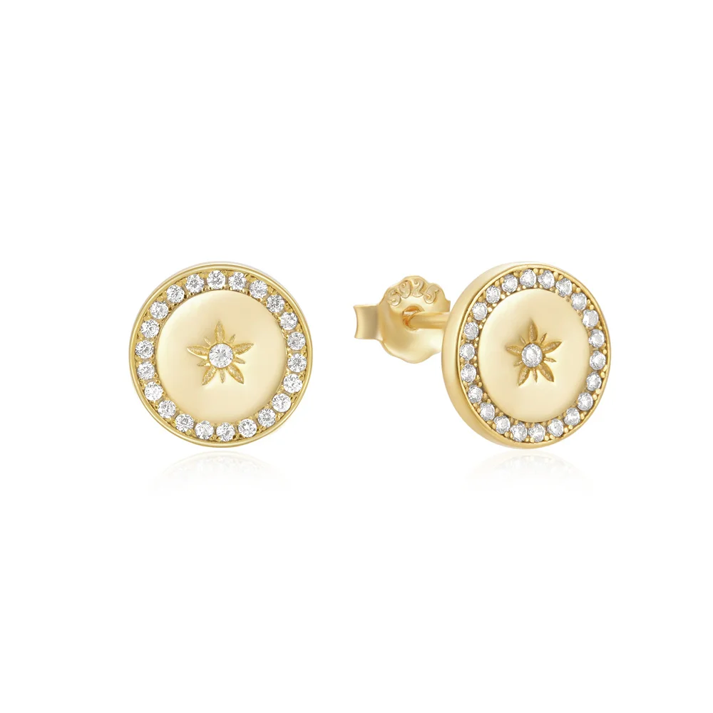 LENNIK 925 Sterling Silver Star Shaped Zircon Stud Earrings With Round Diamonds Simple Earring Women Daily Life Fine Jewelry