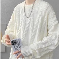8XL-M Sweaters Round Neck Classic Twist Patterned Pullover Knitted Sweater for Men Autumn Winter Knitted Men's Casual Sweater