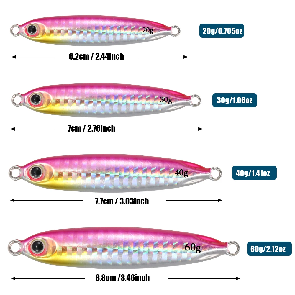 JIGGING PRO Metall-Jig 20g 30g 40g 60g UV-Leuchtend Lumineszierend Weitwurf-Köder für Uferangeln und Salzwasser-Angeln auf Wolfsbarsch – Detail 2