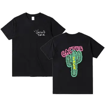 Cactus jack 럭셔리 남성 코튼 티셔츠, 힙합 남성 여성 프린트, 커플 연인 하라주쿠 티셔츠, CACTUS 티셔츠 S-3XL