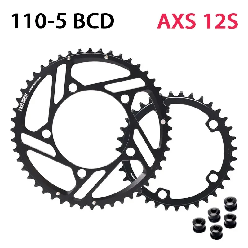 PASS QUEST 110bcd Chainring 5 bolts HOLLOW AXS Sprocket 46/33T 48/35T 50/37T 52/39T for Shimano SRAM 12 speed Gravel Road Bike