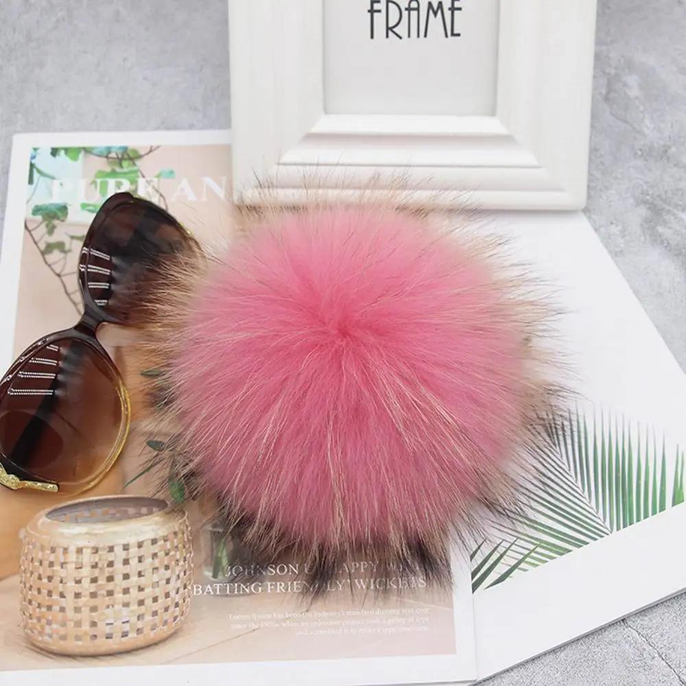 2pcs/lot Big 15cm DIY Real Fox Fur Pompoms Raccoon Fur Pom Poms Balls Natural Fur Pompon For Hats Bags Scarves Accessories