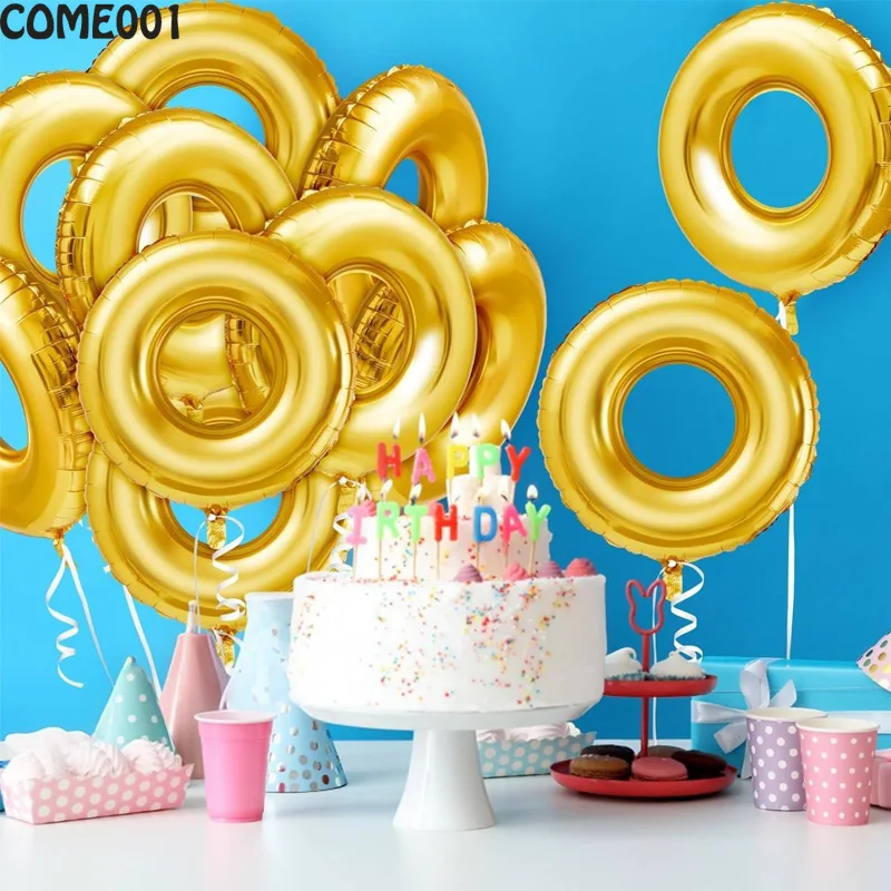 1/5/10 pièces Nouveaux ballons en aluminium dorés en forme d'anneau pour fêtes d'anniversaire, accessoires photo, décorations pour mariages, anniversaires de mariage et Saint-Valentin
