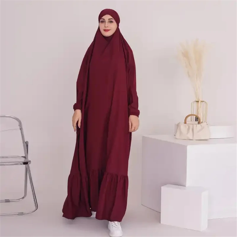 Lebaran Ramadan pakaian doa wanita bertudung, jubah Muslim longgar gaun panjang Abayas Dubai Turki pakaian Islami dcellene Femme