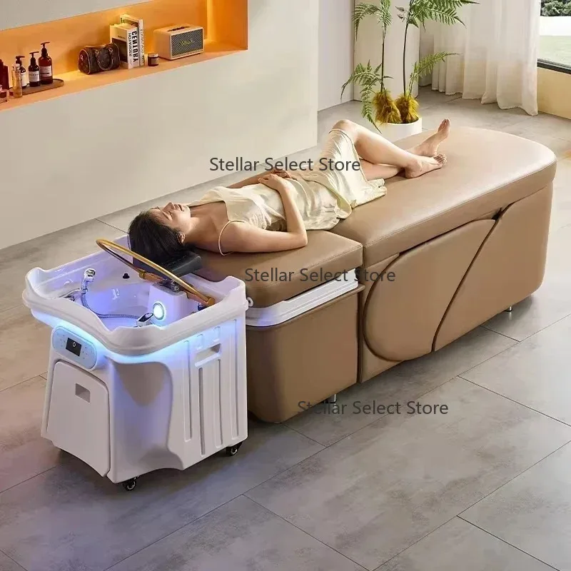 

Professional Hair Spa Salon Furniture Head Wash Shampoo Chair with Backwash Sink Supplies 2025 Styling Tools Accessorie