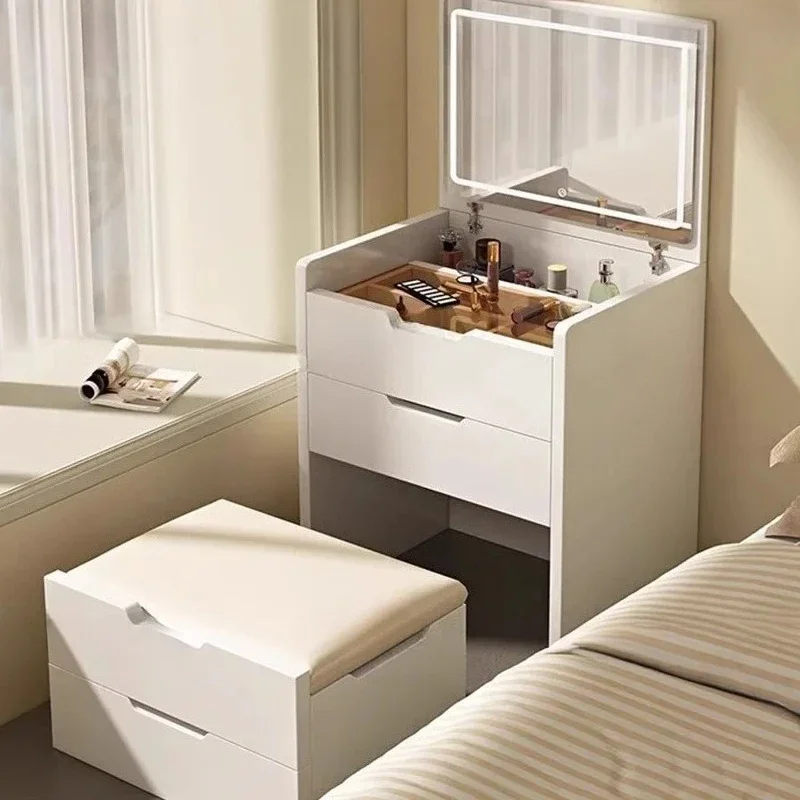 

Белый свет туалетный столик для макияжа, зеркало для спальни, стул, туалетный столик, маленькие ящики, современный мини-пласт, мебель для гостиной