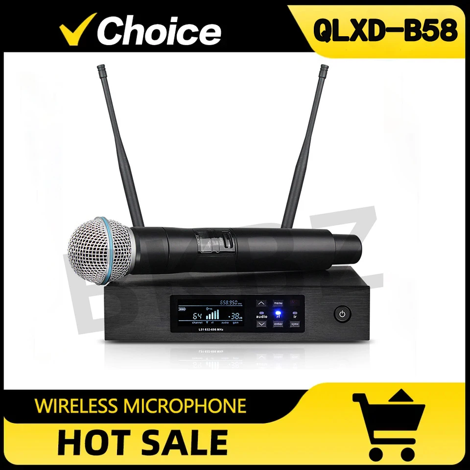 QLXD4 Beta58a 500MHz/600MHz Professional Wireless Microphone UHF Stage Performance Karaoke Singing Handheld Microphone