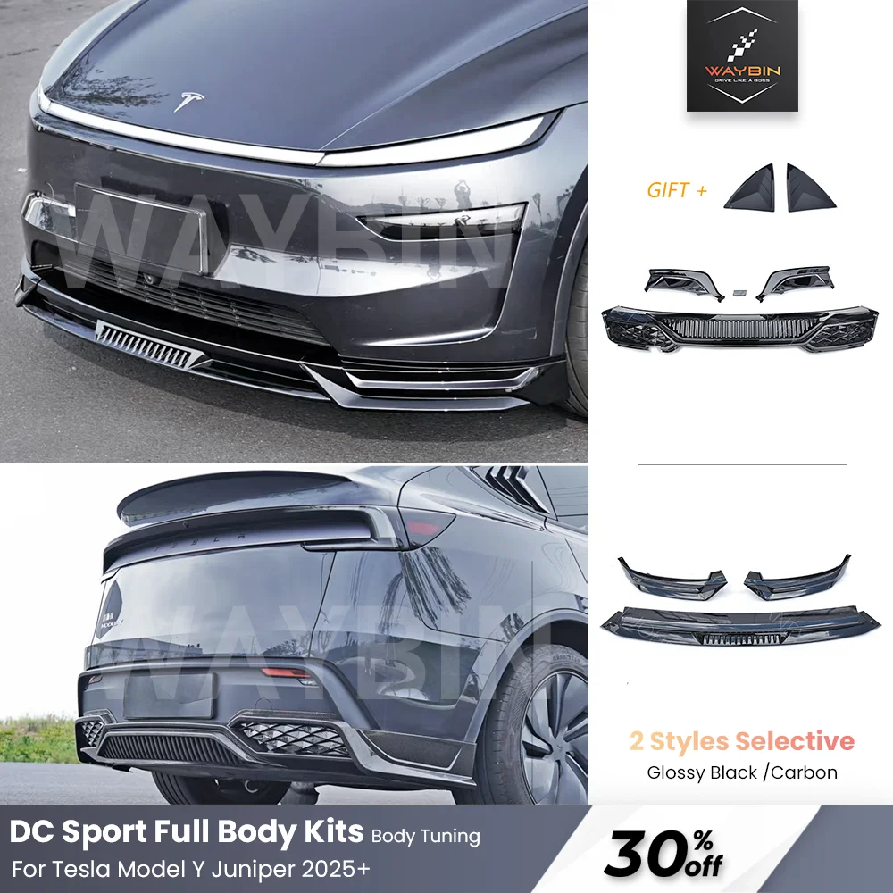 

Compatible for Tesla Model Y Juniper 2025+ Front bumper lip Splitters Rear diffuser Set ABS Plastic Glossy Fit Full Body Kits