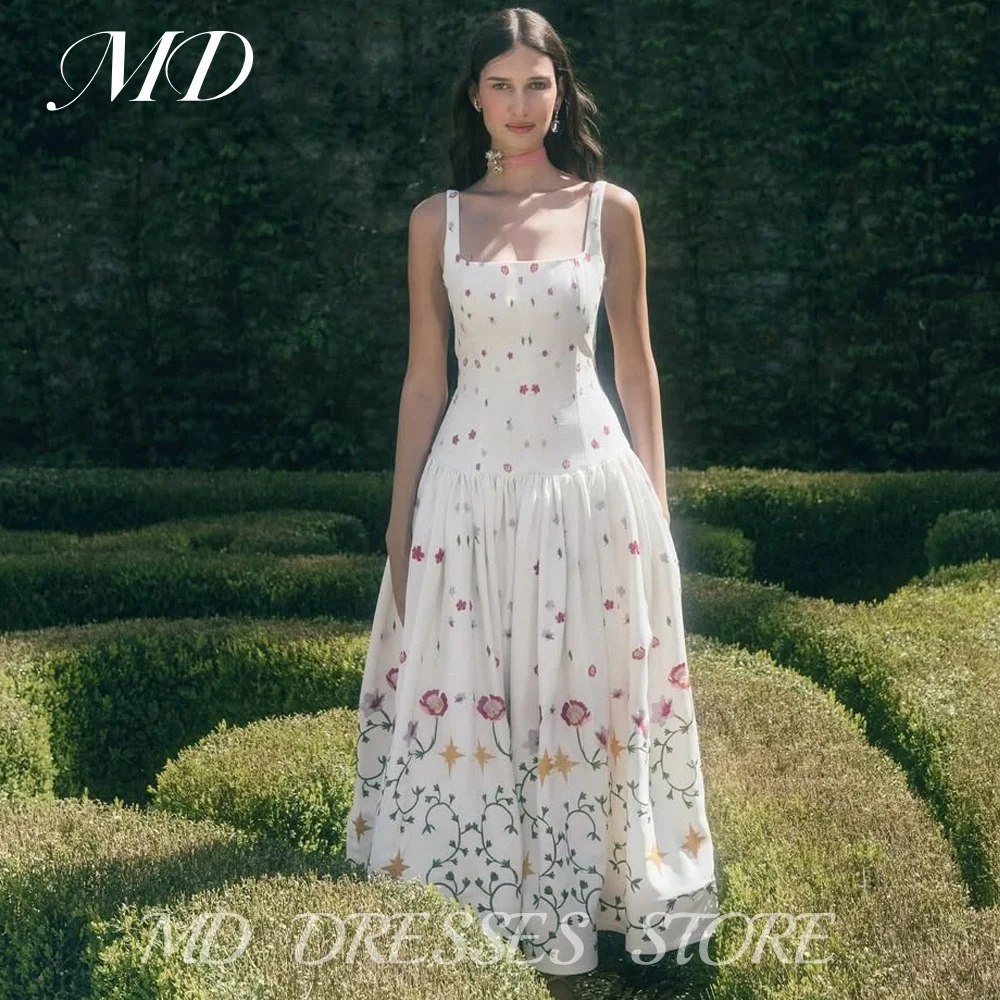 

MD Princess Unique Embroidery A-line Prom Gown Spaghetti Strap فساتين سهرة سع 2025 Ankle-Length Customized Graduation Gown 2025