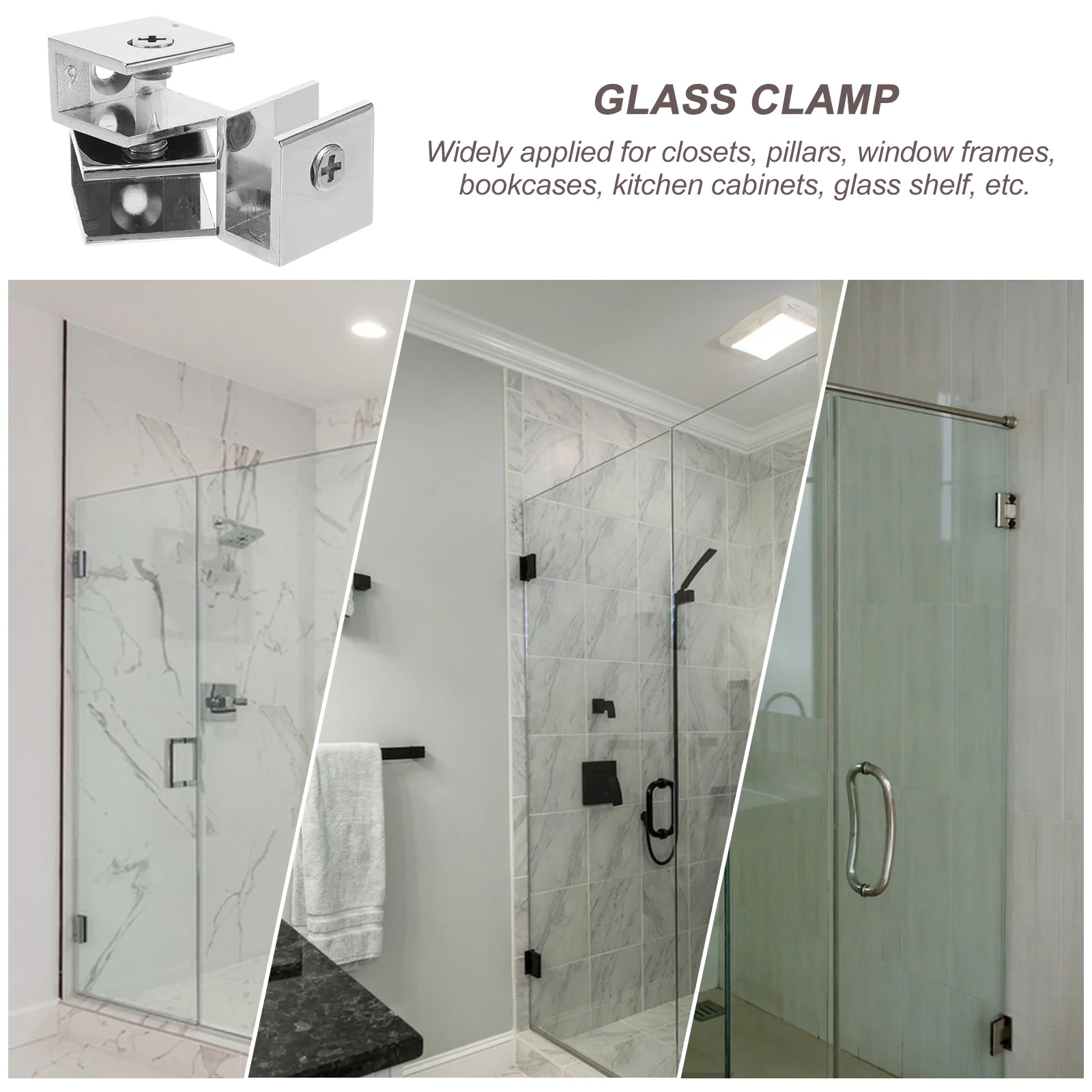 

8 Pcs Glass Clip Bracket Clamp Fixing Installation Buckle Cabinet Clips Wall-mounted Holder Support Shelf Alloy Grass Door