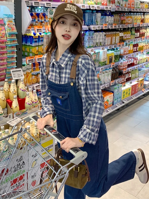 

Double-Sided Wear Denim Overalls Women's plus Size Spring Autumn New Style High Waist Straight Leg Jeans Pants Fat Sister MM