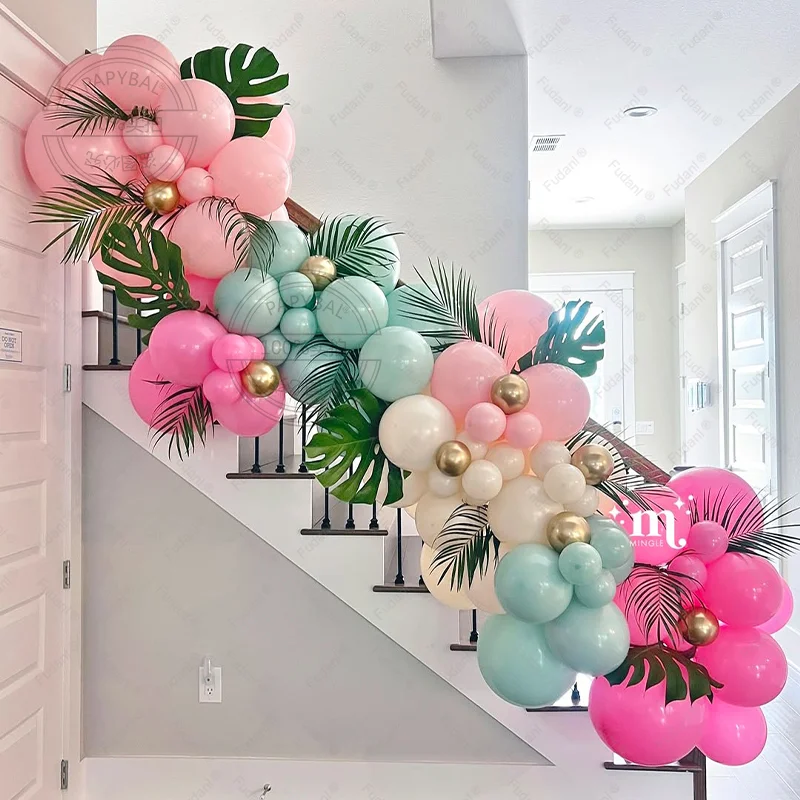 Juego de globos hawaianos de 109 Uds., decoración de hojas traseras de tortuga, fiesta Tropical de verano hawaiana, decoración para fiesta de cumpleaños, boda, Baby Shower