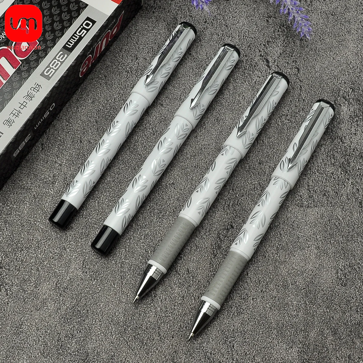 

WQN-385 gel pen 0.5mm nib metal pen clip printed leaf pen Japanese signature pen for business and office stationery