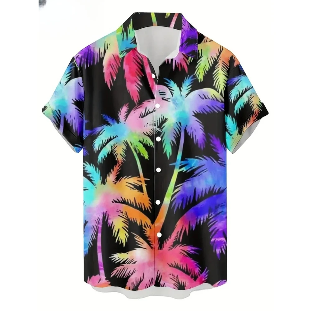 Fashion Trend 3D Leopard Leaves Flower Print Shirts Men Hawaiian Loose Breathable Clothes Streetwear Men's Casual Beach Shirt