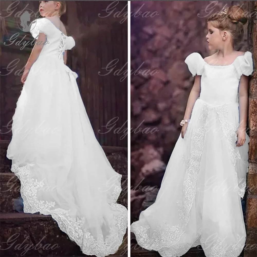 ライラック尾尾オフショルダー小帯フラワーガールドレス結婚式子供最初の誕生日パーティー聖体拝領ドレス