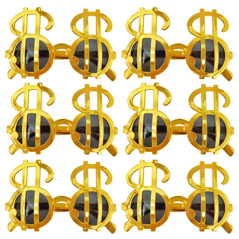 6Pairs Dollar Shaped Glasses Party Supplies Decorative Eyewear Fun Photo Props Reusable Party Glasses Eyewear Costume
