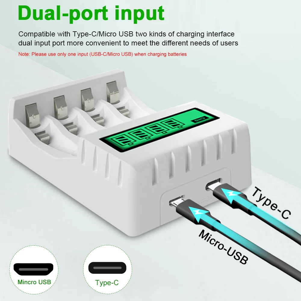 Keptu-充電式単三電池,ni-mh, 1.2v,LCD画面付き,単三電池用充電器