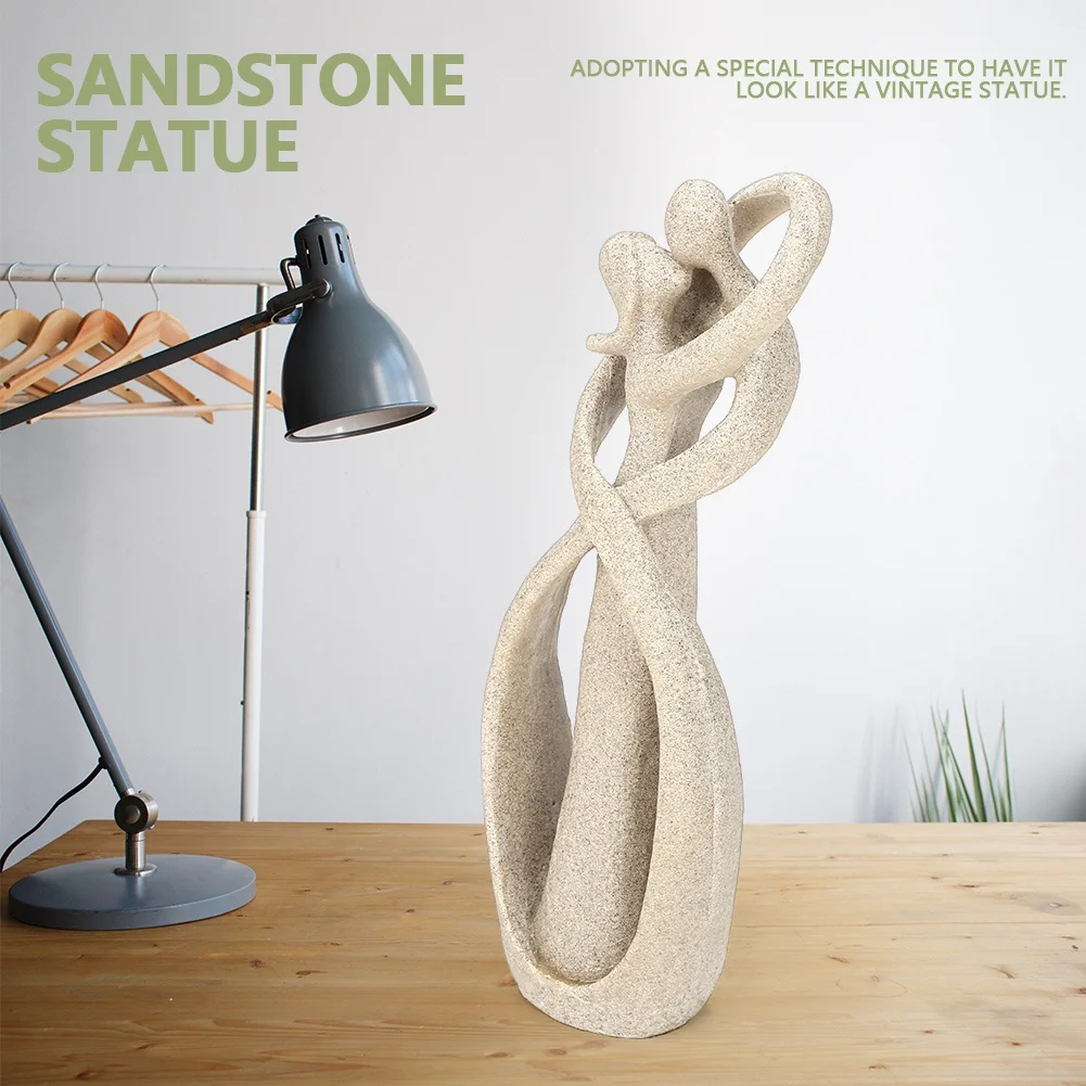 

Sandstone Kiss Lovers Couple Statue Sculpture Carved Figurine Art Craft Decors