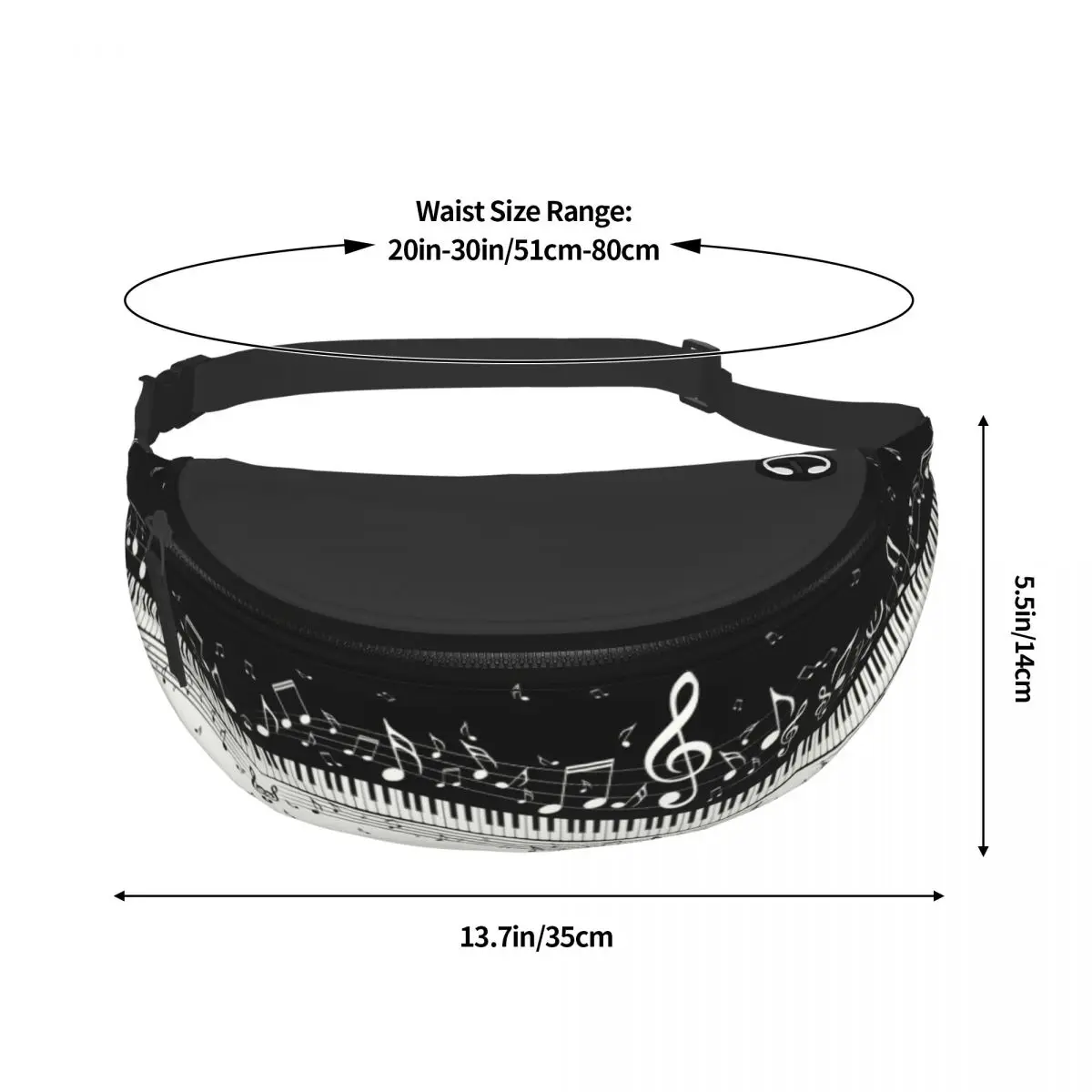 Cool Classic Music Notes Piano Key Fanny Pack for Running Men Women Musician Pianist Crossbody Waist Bag Phone Money Pouch