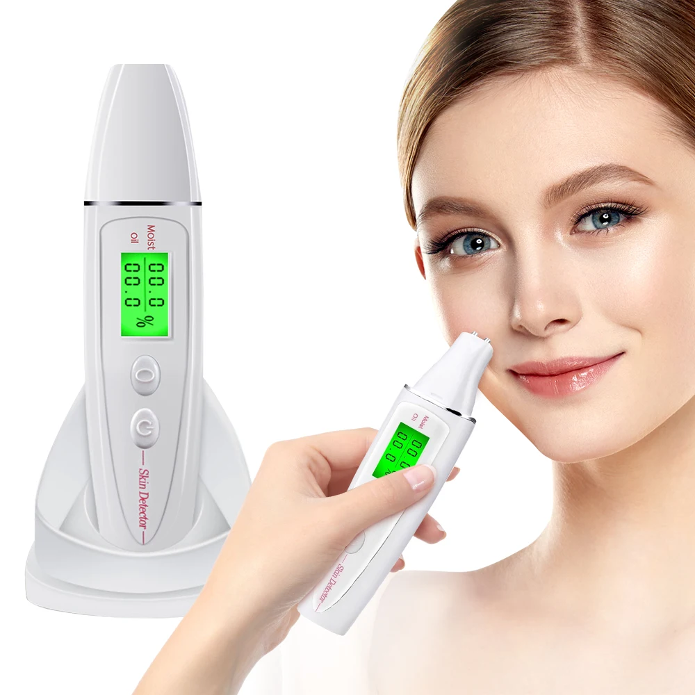 Digital Skin Tester Moisture Oil Test Face Detector Forehead Cheek Skin Analyzer Moisture&Oil Content Beauty Monitors with Base