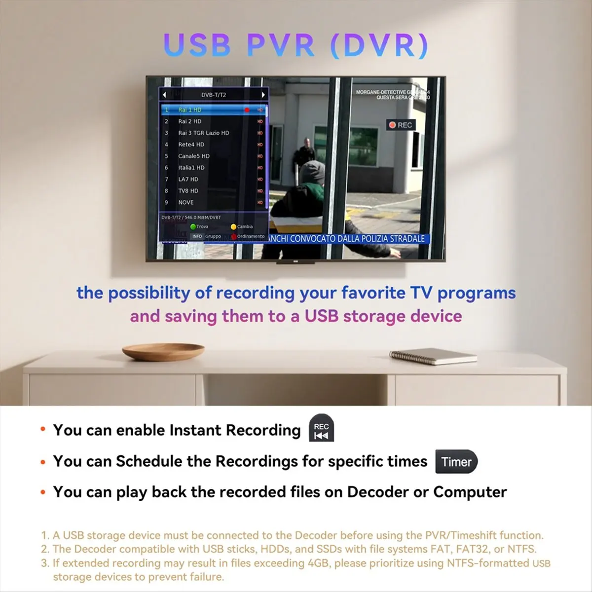 265 DVB-T2 Decoder Digitale Terrestre Mini Ricevitore Digital Terrestrial DVB-T2 SET TOP BOX EU Plug