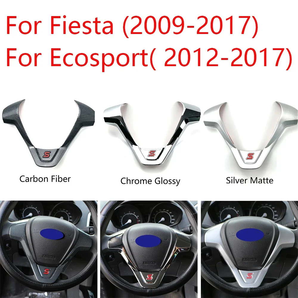 Car Refit Accessories for Ford New Fiesta MK7 2009-2017 Ecosport 2012-2017 Car Steering Wheel Covers Trim Sticker
