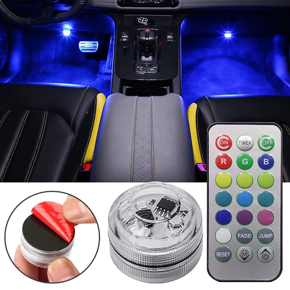 

Wireless Adhesive LED Car Interior Ambient Light Battery Operated Multicolor LED Light IP68 Waterproof Remote Control Decoration