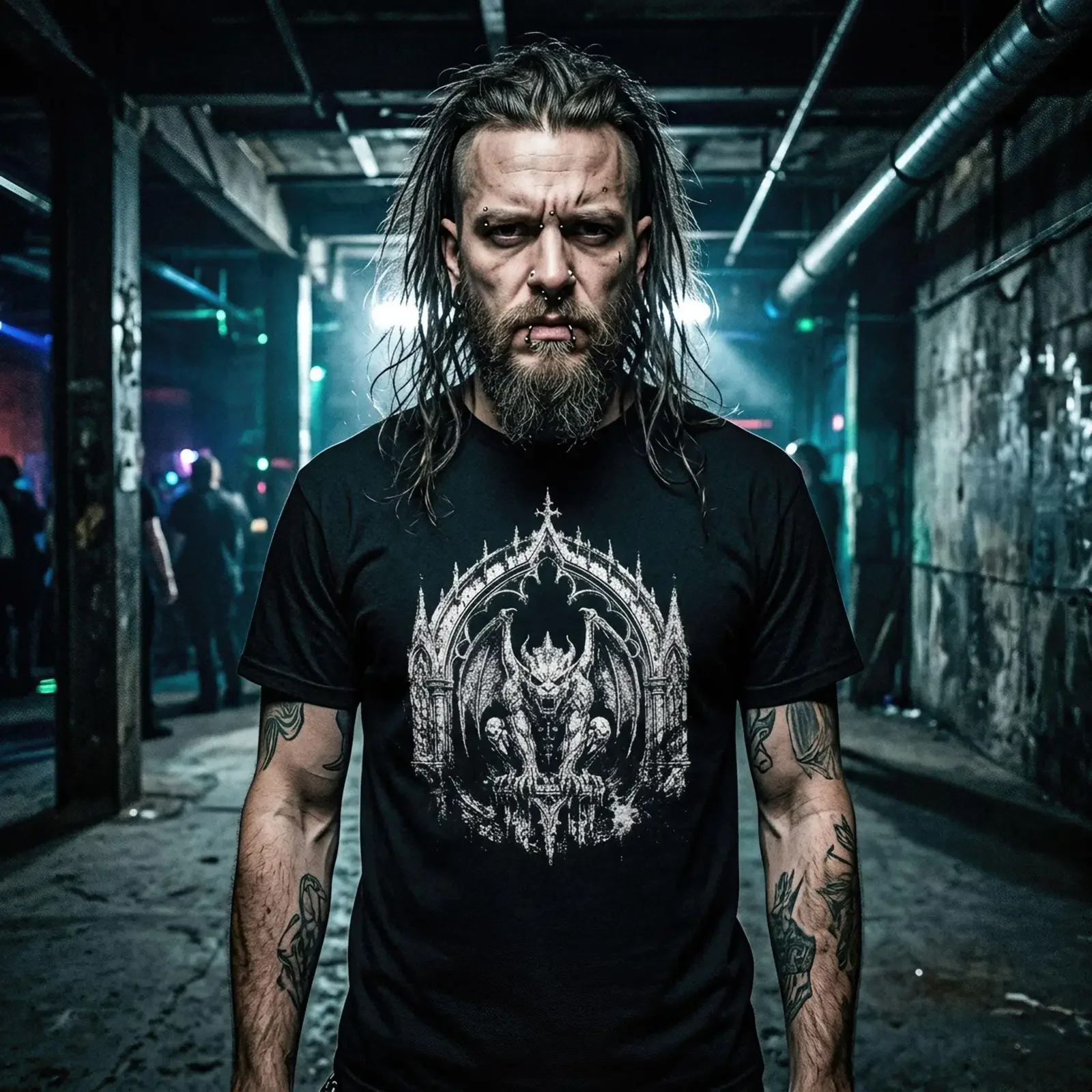 Gargoyle shirt brings dark cathedral art to heavy black metal looks vintage Washed homme streetwear Soft graphic