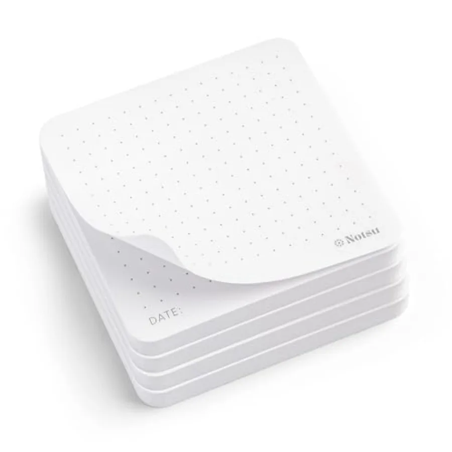 

Dot Grid Sticky Notes 4pk Premium Thick Paper 120gsm Dotted Memo Pads with Date 3" x 3"