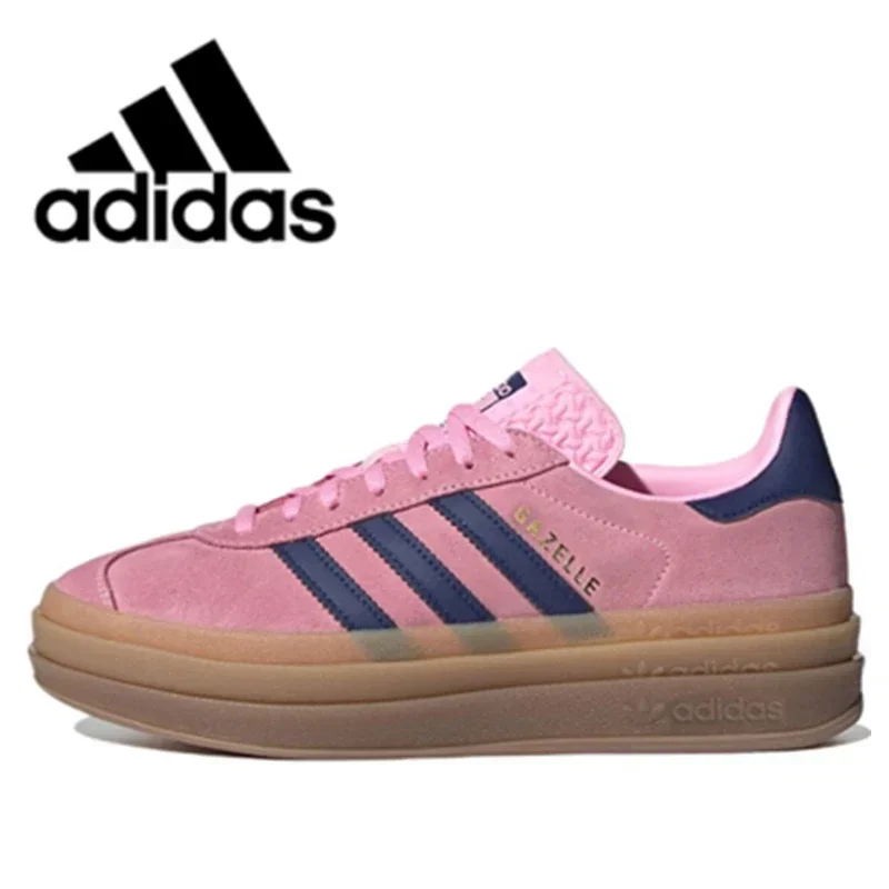 Adidas Originals GAZELLE BOLD Bold Men's and Women's Skateboarding Shoes Leather Non-slip Wear Increase Casual Comfort Pink