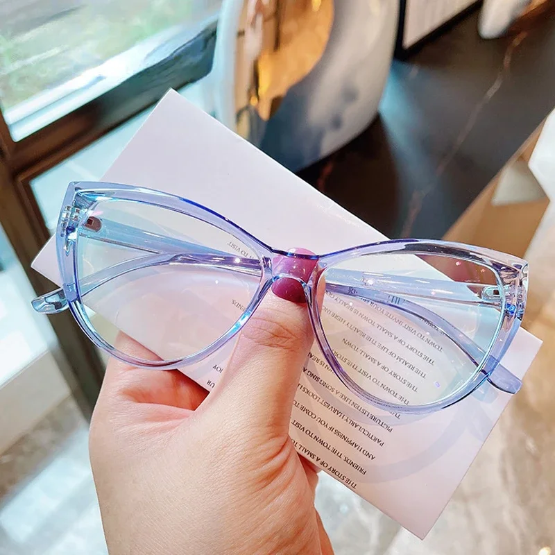 Cat Eye Anti Blue Light Glasses Blocking Filter Computer Glasses Men Women Super Light Frame Eyeglasses Pink Clear Spectacles