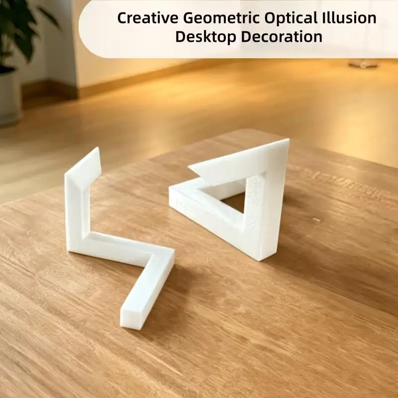 New Penrose Triangle Ornament, Optical Illusion Design, Desktop Decoration Stress Relief Model Collectible Figurines