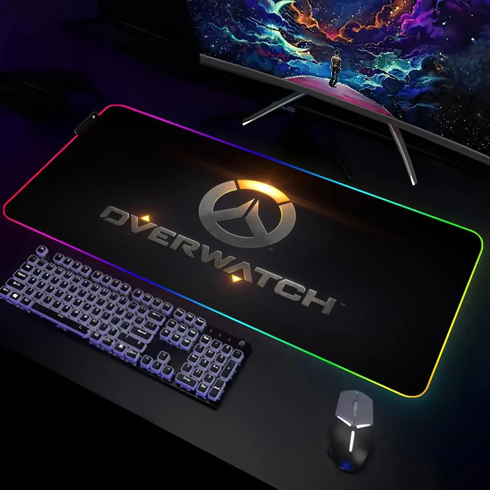 Game O-Overwatch Pixel Style Mouse Pad Gamer RGB Deskmat Keyboard Mat Gaming Laptops LED Mousepad Desk Protector Anime Mause Mat