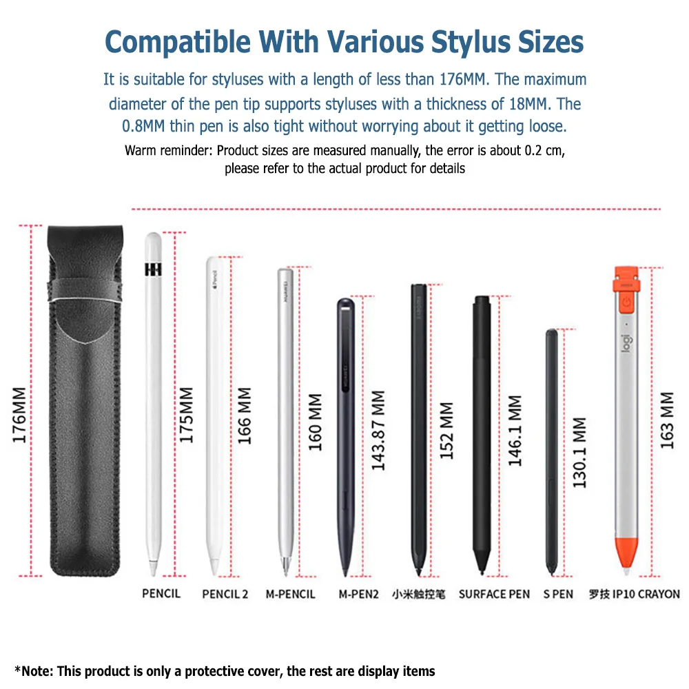 Portable PU Leather Stylus Pen Storage Case Compatible With Apple Pencil, Xiaomi M-Pencil Samsung S Pen Anti-scratch Anti-lost