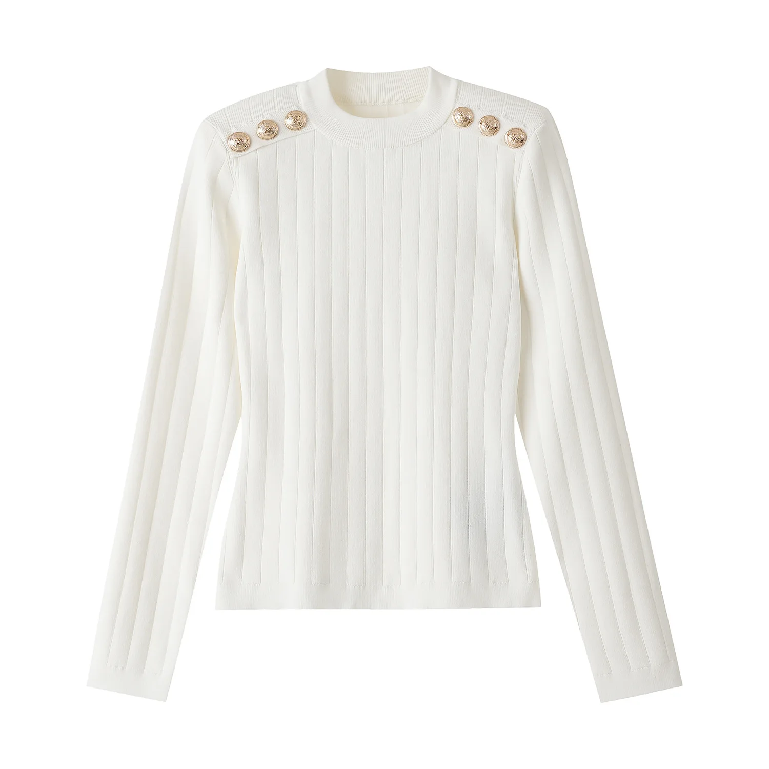 BIANFUANG 2025 Nieuwe Sle Dames Slim Fit Gebreide Trui f Hoge Kraag Gouden Knop Ontwerp Basislaag irt Faionable