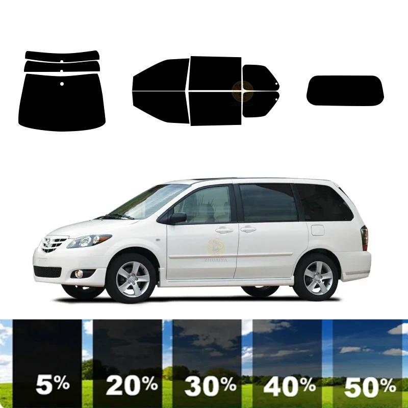 precut Removable Window Tint Film For Car 100% UVR 5%-70%VLT Heat Insulation Carbon ﻿For MAZDA MPV MINI VAN 2000-2006