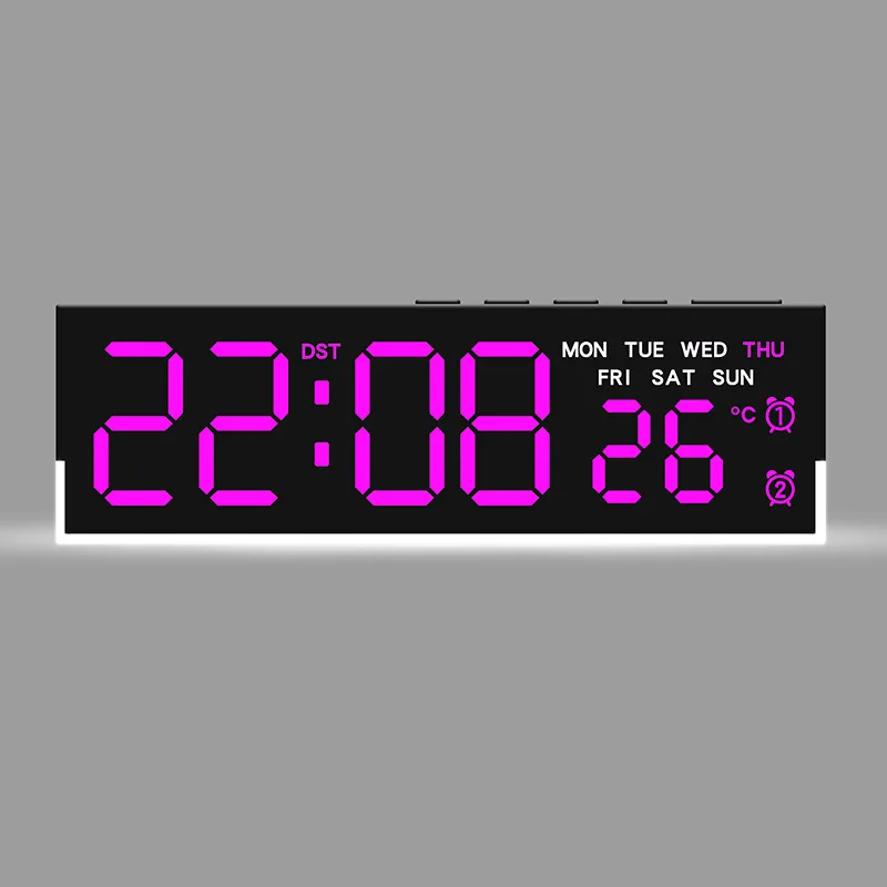 USB-aangedreven digitale wekker met wit sfeerlicht TEMP Week 2 Alarm DST Tafelklok 3 niveaus Helderheid 12/24 uur LED-klok