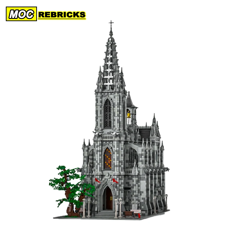 

Street View Architecture Series Pattern Block Cathedral Building Black MOC-29962 DIY Model Collection High Difficulty Brick Toys