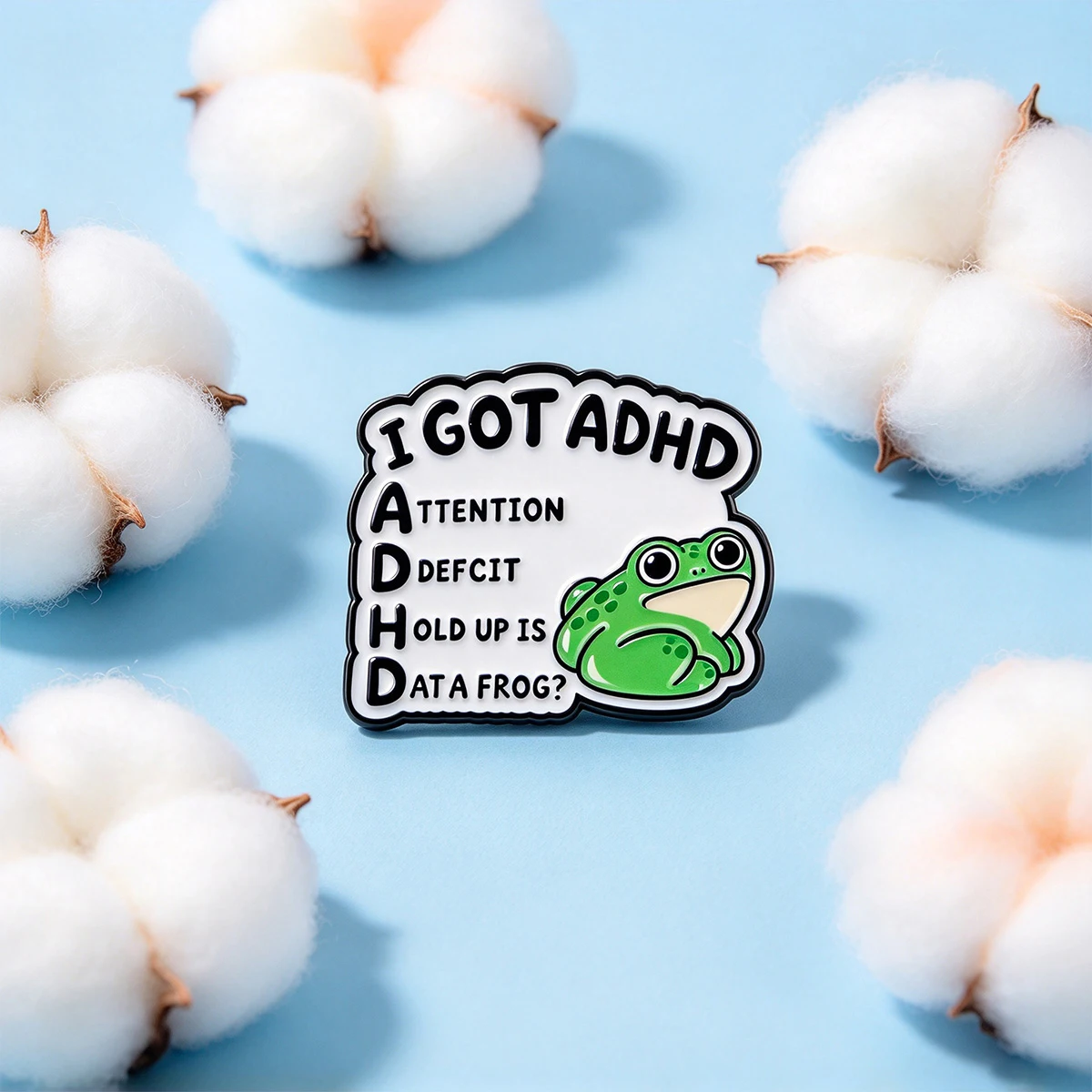 9pcs I Got ADHD Frog Enamel Pin Funny Green Frog Brooch Cute Cartoon Badge Decorative Pin For Backpack Jacket Clothing Gift