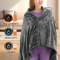 Wearable Heating Electric Blanket Shawl 3 Heated Level Throw Blanket 5v USB Charging Coral Flannel Velvet lamb Winter Warm Shawl