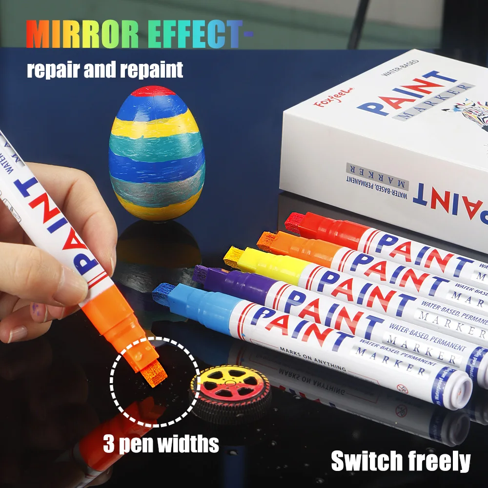 1 Pcs 6mm Tip Colorful Waterproof Permanent Paint Marker - For Fabric, Graffiti, Metal & Car Paint Repair,Art & School Supplies.