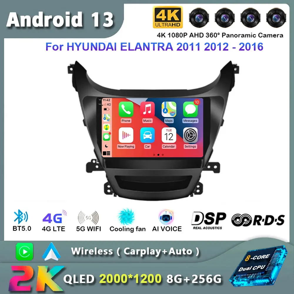 

Android 13 для HYUNDAI ELANTRA 2011 2012 2013 2014 2015 2016 мультимедийный стерео видео Автомобильный радиоплеер навигация GPS 4G WIFI BT