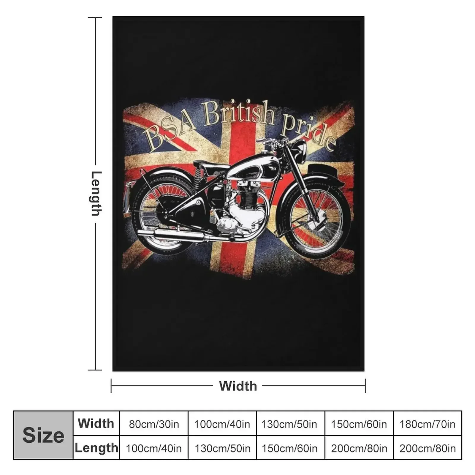 New Vintage Classic British BSA Motorcycle Icon Throw Blanket couch cozy soft plush fuzzy picnic outdoor blanket