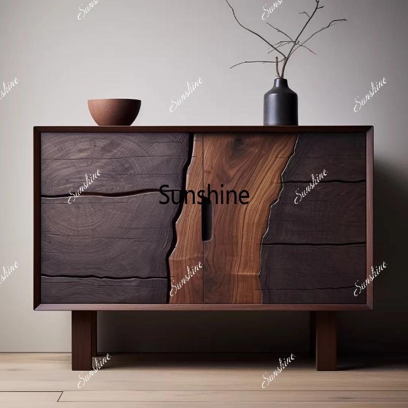 

Wabi-sabi wind, retro storage sideboard, decoration, living room, against the wall, solid wood