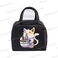 Ramen Cat Print  Lunch Bag Men and Women Cartoon Style Kitten Graphics Bento Thermal Handbags Thickened Insulation Lunch Box Bag