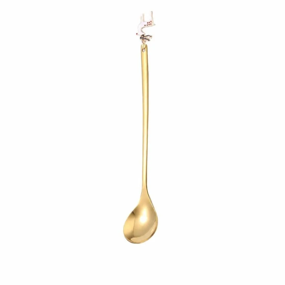 Stainless Steel Christmas Spoon Set Elk Pendant Creative Tableware Tea Spoon Exquisite Craft Party Ornament Style Dessert Spoon