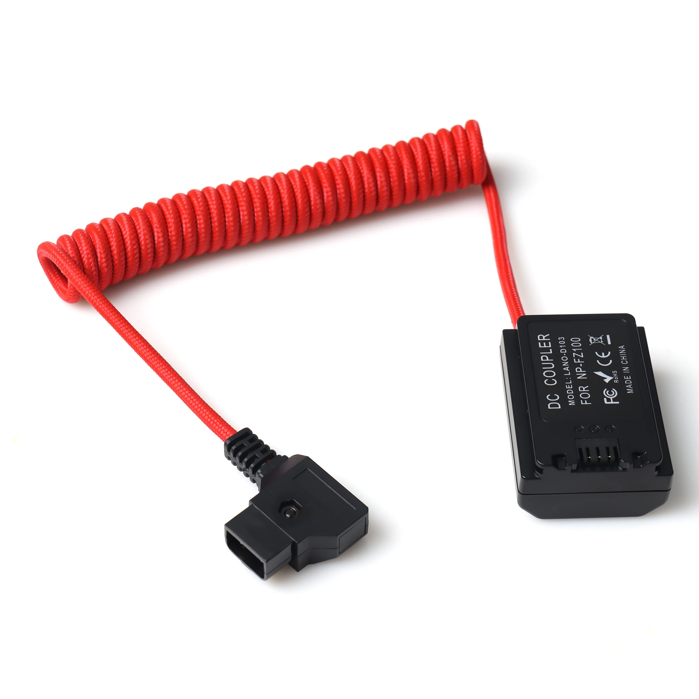 D-Tap to NP FZ100 Dummy Battery for V-Mount BP Battery Coiled Power Cable Nylon Braided for Sony A7r3/A7M3/A7S3/Fx3 A9